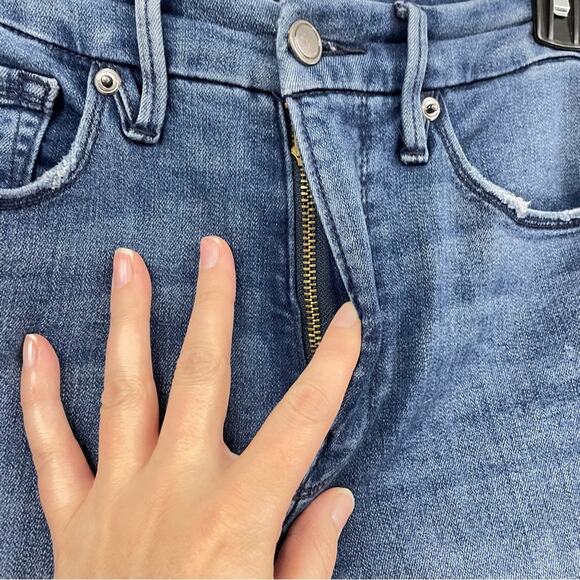 Good American Good Waist High Rise Skinny Jeans Womens 4 Raw Hem Blue Denim - Picture 2 of 13